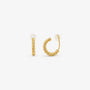 Pair of gold twisted rope clip on hoop earrings in an open C shape