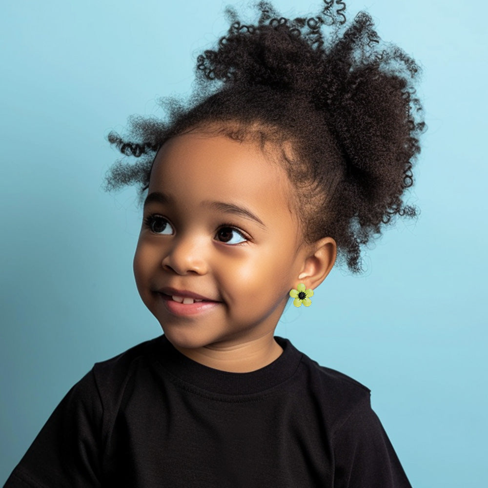 Brighten up her look with our "Lime Blossom Clip-On Earrings." Made with durable alloy and a glossy enamel finish, these green floral earrings are perfect for kids who love to stand out.