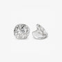 Hammered silver disc clip on earrings showing the adjustable clip on closure