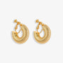 Helix Hoop Clip-On Earrings in Gold — pair with ribbed textured design, screw-back closure