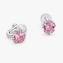 Pink cherry blossom clip-on studs showing the silver-tone screw-back clip from the side
