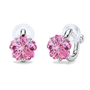 Pair of pink cherry blossom cubic zirconia clip-on stud earrings with screw-back clips