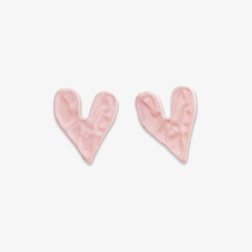 Embrace a touch of romance with these Heart Clip On Stud Earrings. Their sweet pink hue and charming irregular heart design are crafted from durable alloy, secured with a practical hinge-back closure. Ideal for those who want to add a playful, Barbie-inspired accent to their ensemble.