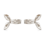 A pair of silver-toned butterfly-shaped clip-on earrings with a polished metallic finish, displayed on a clean white background.