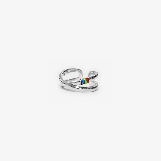 Colorful gay pride ring with an adjustable band, perfect for celebrating LGBT identity. 