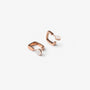Angled view of rose gold square clip on hoop earrings for non pierced ears