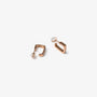 Rose gold square clip on hoop earrings showing the cushioned clip on closure