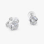 Side view of the screw-back clip behind a clear flower CZ clip-on stud in a silver-tone finish