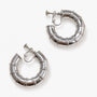 Silver Bamboo Screw Back Hoop Earrings Display