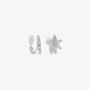 Silver crystal flower clip on earrings showing the adjustable clip on closure
