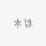 Pair of silver crystal flower clip on earrings with marquise cut stones