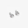 Angled view of silver cubic zirconia clip on stud earrings for non pierced ears