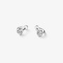 Close up detail of the prong set round cubic zirconia on silver clip on stud earrings