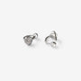 Silver CZ solitaire clip on stud earrings showing the cushioned clip on closure