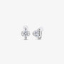 Pair of silver cubic zirconia solitaire clip on stud earrings shown from the front