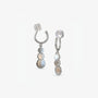 Pair of silver grey disc drop clip on earrings with three graduated discs