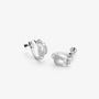 The Silver Pave Horseshoe Clip On Earrings displayed on a white background, showcasing the high-shine finish and elegant horseshoe shape.