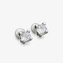 Angled view of square CZ clip-on studs showing the claw setting and clip