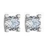 Pair of square-cut cubic zirconia clip-on stud earrings in four-claw silver-tone settings