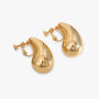 Teardrop Clip-On Earrings in Gold displayed upright showing polished finish
