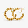 Twist Hoop Clip-On Earrings in Gold — pair on plain background, spiral rope design