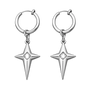 Clean studio product shot of the white gem polaris star clip-on hoop earrings against a plain white background.