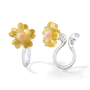 Close-up of the translucent yellow resin daisy petals and the clear stud invisible clip-on mechanism for non-pierced ears.