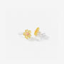 Pair of honey yellow daisy candy color earrings with a translucent jelly finish and pink centers.