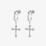 Elegant Zirconia Cross Clip On Earrings for men with Screw Back Closure Type.